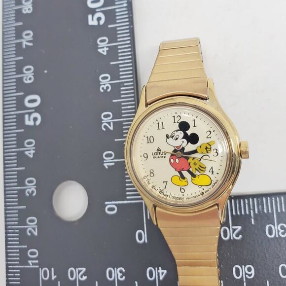 Disney X Lorus Mickey Mouse Gold-Tone Analog Watch - Rare Left-Facing Mickey! - Picture 12 of 13